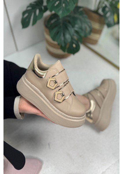 Günlük Kadın Sneaker Cırt Cırtlı Yüksek Topuk Tırtıklı Kaymaz Taban Yürüyüş Spor Ayakkabı 251