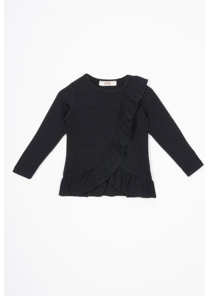 Etek Ucu Fırfırlı Ispanyol Paça Siyah Renk Kız Çocuk Takım fiyatları