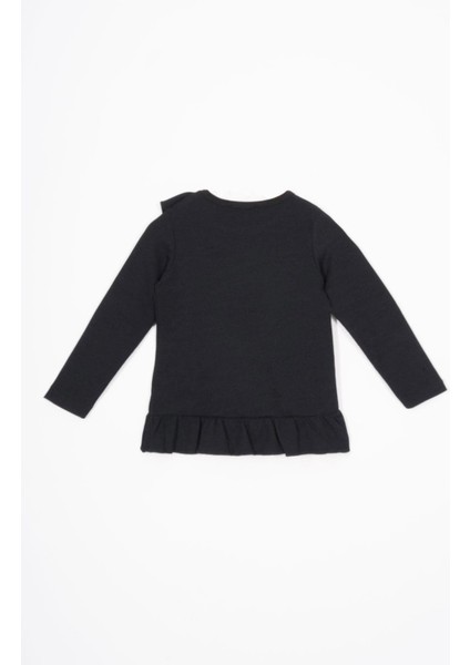 Etek Ucu Fırfırlı Ispanyol Paça Siyah Renk Kız Çocuk Takım fırsatları
