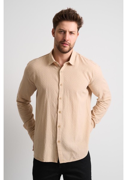 Dokulu Erkek Keten Gömlek