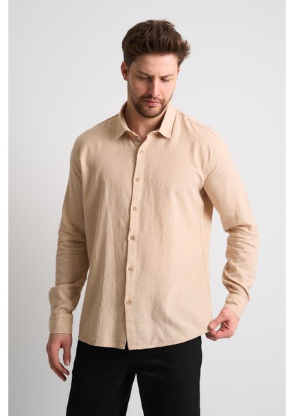 Dokulu Erkek Keten Gömlek fırsatları