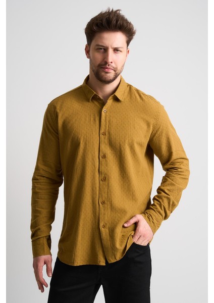 Dokulu Erkek Keten Gömlek