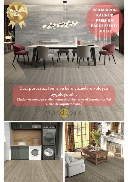Kendinden Yapışkanlı 60 cm×500 cm Parke Görünümlü Premium Zemin Duvar Kağıdı Dolap Kaplama