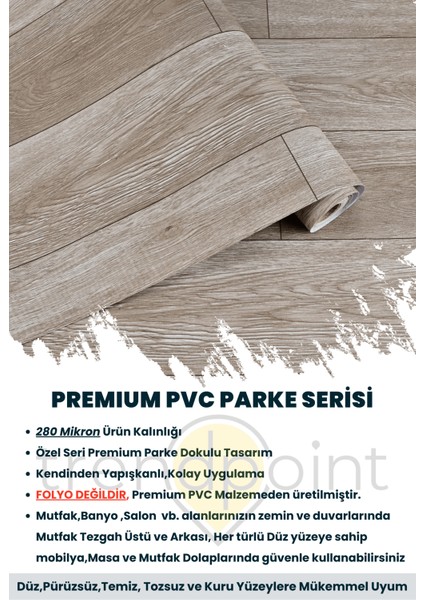Kendinden Yapışkanlı 60 cm×500 cm Parke Görünümlü Premium Zemin Duvar Kağıdı Dolap Kaplama
