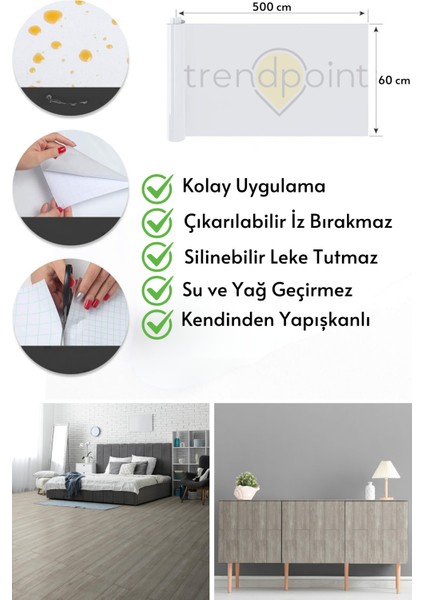 Kendinden Yapışkanlı 60 cm×500 cm Parke Görünümlü Premium Zemin Duvar Kağıdı Dolap Kaplama