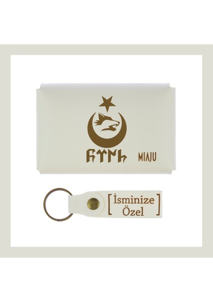 Beyaz Renk, Bozkurt Ay Yıldız Desen, Isme Özel Cüzdan ve Anahtarlık, Değer Verdiğine Efsane