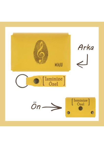 Sarı Renk, Müzik Sevenlere, Isme Özel Cüzdan ve Anahtarlık Seti, Özel Hatıra, Efsane Set