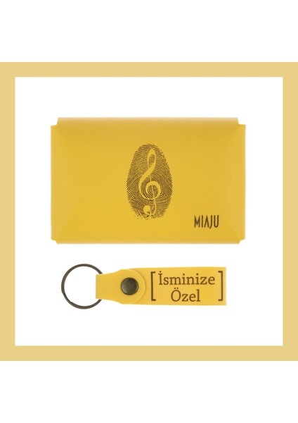 Sarı Renk, Müzik Sevenlere, Isme Özel Cüzdan ve Anahtarlık Seti, Özel Hatıra, Efsane Set
