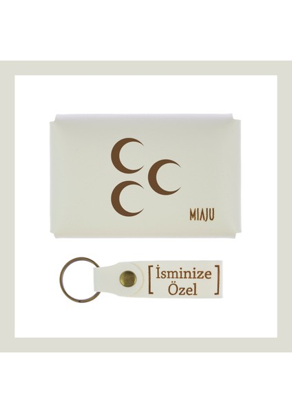 Beyaz Renk, Üç Hilal Armalı, Isme Özel Cüzdan ve Anahtarlık Takım, Değer Verdiğine Efsane Hatıra fiyatları