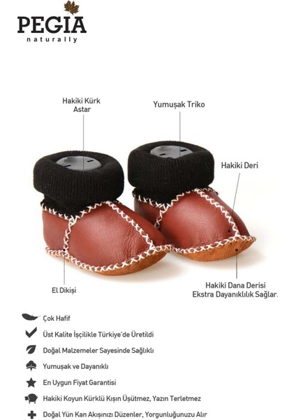 Hakiki Kürklü Çoraplı Bebek Patiği 141107