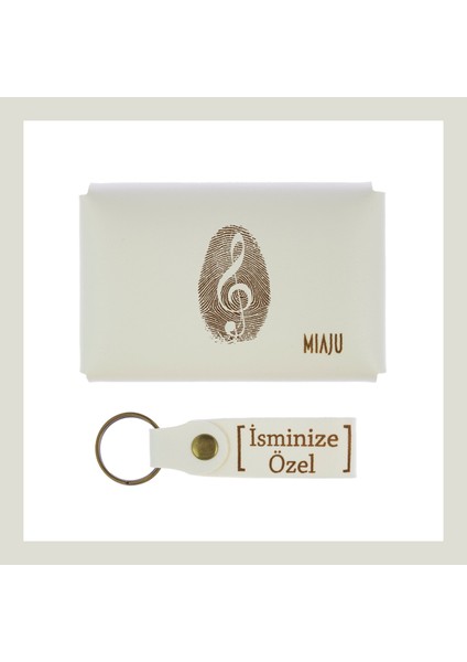 Beyaz Renk, Müzik Enstrümanı Kullananlar Için, Isme Özel Cüzdan ve Anahtarlık Seti, Çok Özel fiyatları