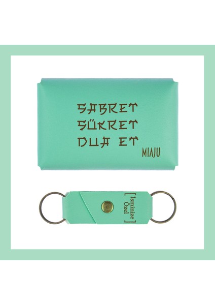 Açık Yeşil, Sabret, Şükret, Dua Et, Yazılı Isme Özel, Cüzdan ve Anahtarlık Set, Kendine lik fiyatları