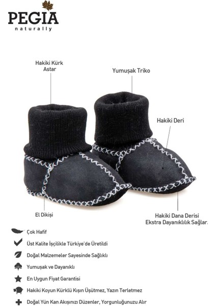 Hakiki Kürklü Çoraplı Bebek Patiği 141112 fiyatları