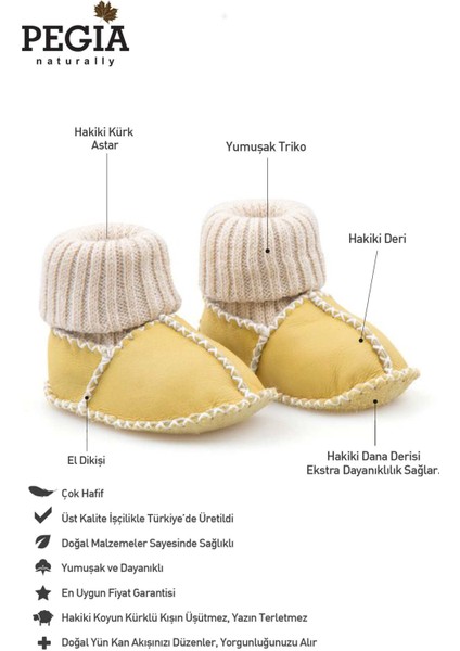Hakiki Kürklü Çoraplı Bebek Patiği 141107 fiyatları