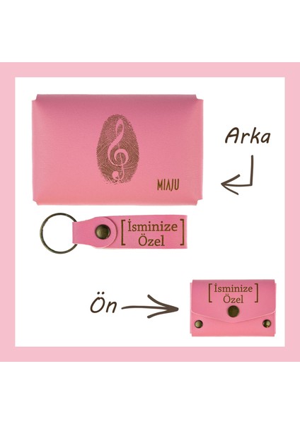 Pembe Renk, Müzikçiler Için Adınıza Özel Cüzdan ve Anahtarlık Takım, lik Özel Seti, Unutulmaz