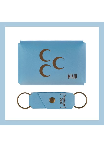 Açık Mavi, Üç Hilal Motifli, Isme Özel Cüzdan ve Anahtarlık Set, Arkadaşına Unutulmaz fiyatları