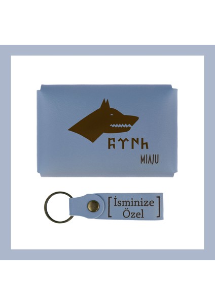 Gök Mavi, Bozkurt ve Türk Sevenler Için, Isme Özel Cüzdan ve Anahtarlık Set, Unutulmaz fiyatları