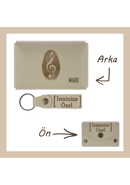 Sütlü Kahve, Müzik Severler Için, Kişiselleştirilebilir Cüzdan ve Anahtarlık Set, Unutulmaz Armağan