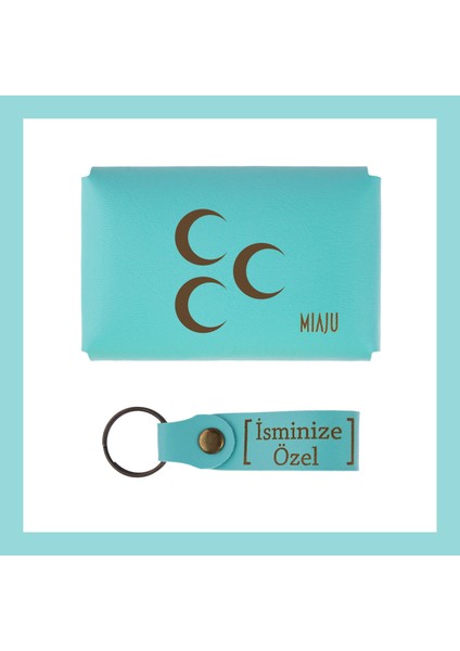 Turkuaz, Üç Hilal Armalı, Isme Özel Cüzdan ve Anahtarlık Set, Hilalden Gurur Duyanlara Özel n fiyatları