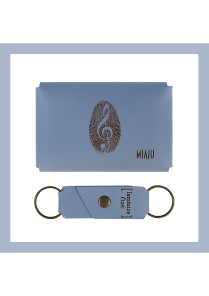 Gök Mavi, Melodiyle Bütünleşen, Isme Özel Tasarım Cüzdan ve Anahtarlık Set, Sevgiliye Özel fiyatları