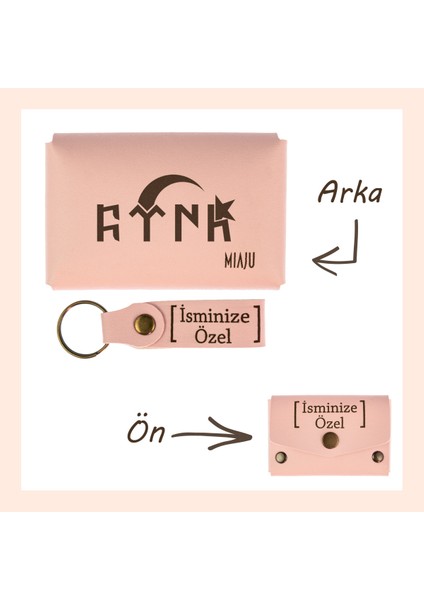 Yavru Ağzı, Türk ve Ayyıldız Desenli, Isme Özel, Cüzdan ve Anahtarlık Set, lik Zarif Hatıra