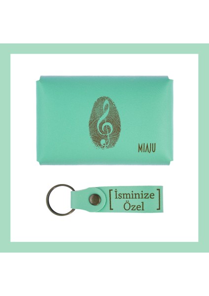 Açık Yeşil, Sanat Severler Için Isme Özel Kişiselleştirilebilir Cüzdan ve Anahtarlık Set, fiyatları