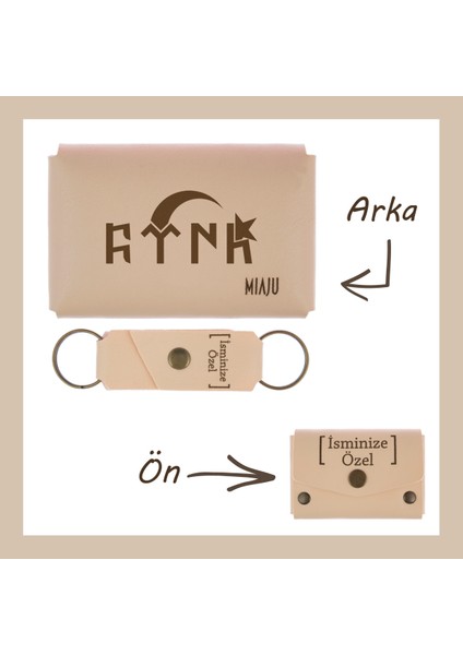 Pudra Renk, Türk Milletinin Geçmişini Hatırlatan Isme Özel Kişisel Cüzdan ve Anahtarlık Set,