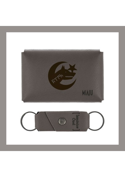 Kül Gri, Bozkurt ve Hilal Kombinasyonu, Isme Özel Cüzdan ve Anahtarlık Set, Mükemmel Hatıra fiyatları