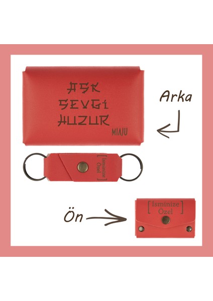 Nar Çiçeği, Aşk Sevgi Huzur Yazılı Isme Özel, Cüzdan ve Anahtarlık Takım, Arkadaşa Eşsiz