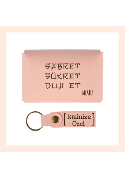 Yavru Ağzı, Sabret, Şükret, Dua Et, Yazılı Isme Özel, Cüzdan ve Anahtarlık Set, Sevgiliye Çok Özel fiyatları