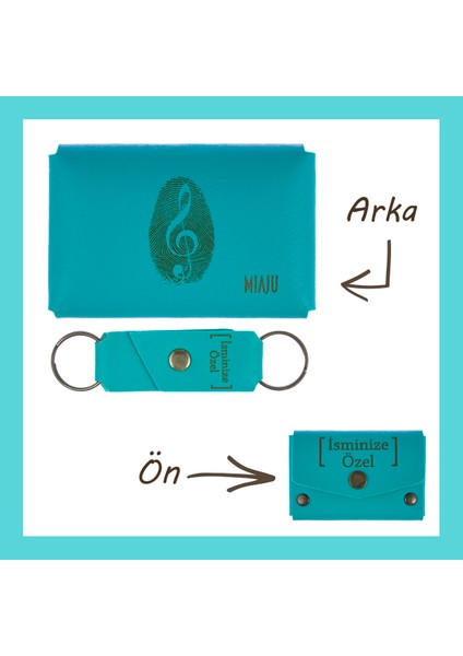 Koyu Turkuaz, Ritimle Dans Edenlere, Isme Özel Cüzdan ve Anahtarlık Set, Arkadaşa