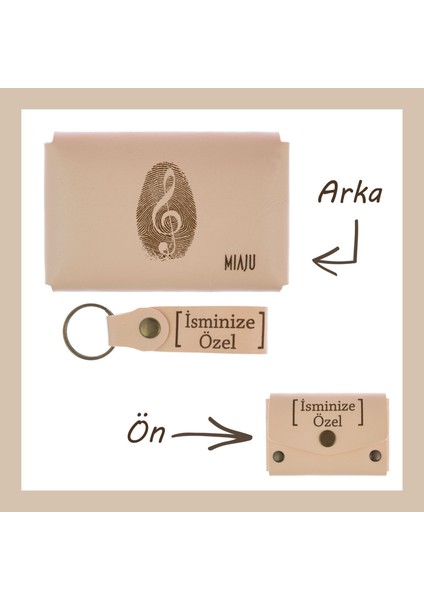 Pudra Renk, Müzisyenlere Özel, Isme Özel Cüzdan ve Anahtarlık Seti, Değer Verdiğine Eşsiz Bir