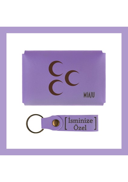 Mor Menekşe, Köklerinden Güç Alan, Asaletin Yansıması Üç Hilal, Isme Özel Cüzdan Set, Anlamlı Hediye fiyatları