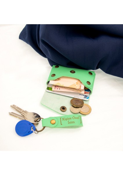 Fıstık Yeşil, Göktürk Türkçesi Yazılı, Isme Özel Cüzdan ve Anahtarlık Set, Yanında Taşımak Için modelleri