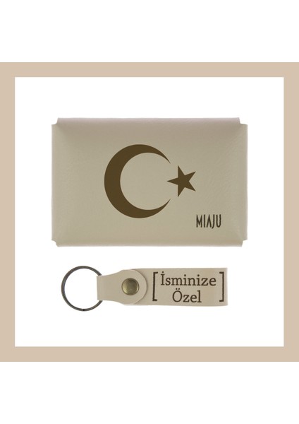 Sütlü Kahve, Ayyıldız Motifli, Isme Özel Cüzdan & Anahtarlık Set, Tarihinden Gurur Duyanlara fiyatları