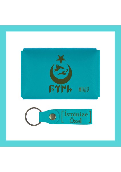 Koyu Turkuaz, Türk Milletinin Geçmişini Hatırlatan, Isminize Özel Kişisel Cüzdan ve Anahtarlık Seti fiyatları