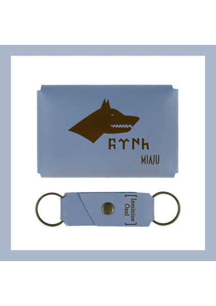 Gök Mavi, Bozkurt ve Türk Temalı, Isme Özel Cüzdan ve Anahtarlık Set, Sevgiliye Özel lik fiyatları