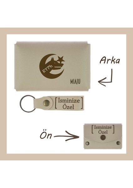 Sütlü Kahve, Bozkurt ve Türk Simgesi, Isme Özel Cüzdan ve Anahtarlık Set, Mükemmel Takımı