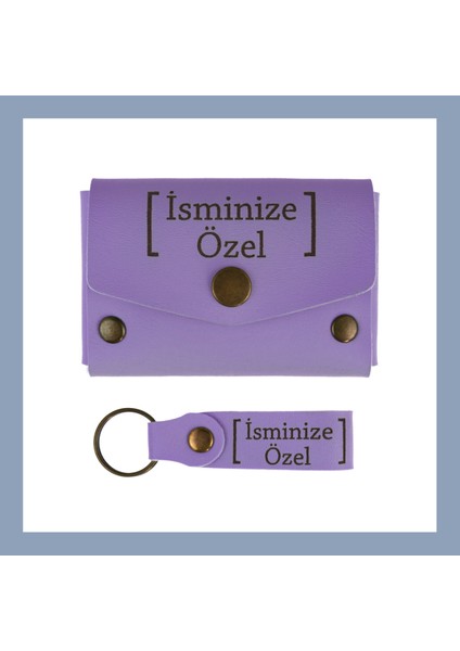 Mor Menekşe, Iki Kalp, Iki Harf, Bir Sevda! Isme Özel Cüzdan ve Anahtarlık Seti, Sevgilinize Hediye modelleri