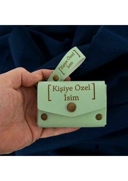 Açık Yeşil, Isme Özel Kalp ve Harf Motifli Cüzdan & Anahtarlık Seti, Sevgilinize Unutulmaz