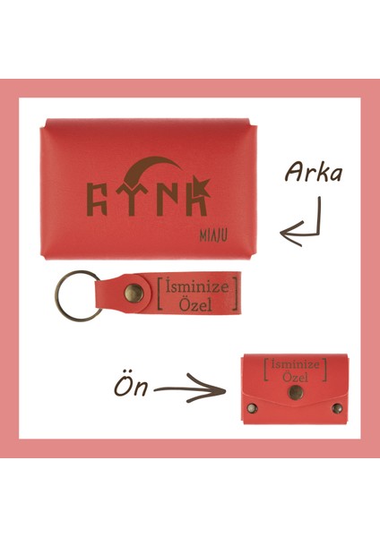 Nar Çiçeği, Göktürkçe Türk Yazılı, Isminize Özel Cüzdan ve Anahtarlık Seti, lik Mükemel Anı