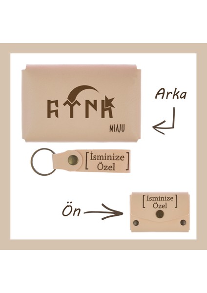 Pudra Renk, Türk Milletinin Geçmişini Hatırlatan, Isme Özel Kişisel Cüzdan ve Anahtarlık, Kalite Set