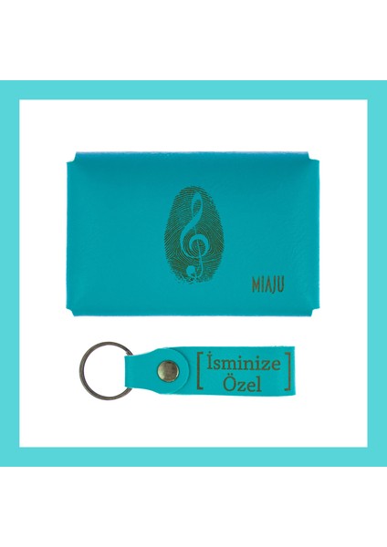 Koyu Turkuaz, Nota Severler Için, Unutulmaz lik Cüzdan ve Anahtarlık Set, Özel Tasarım fiyatları
