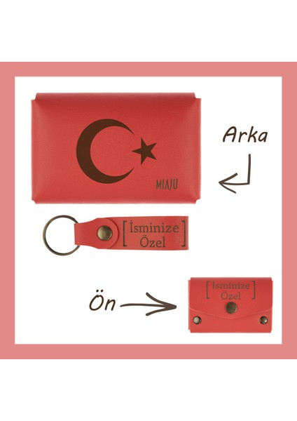 Nar Çiçeği, Ayyıldız Desenli, Ismine Özel Cüzdan ve Anahtarlık Seti, Kişisel lik Alternatifi