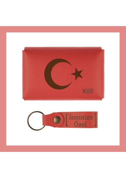 Nar Çiçeği, Ayyıldız Desenli, Ismine Özel Cüzdan ve Anahtarlık Seti, Kişisel lik Alternatifi fiyatları