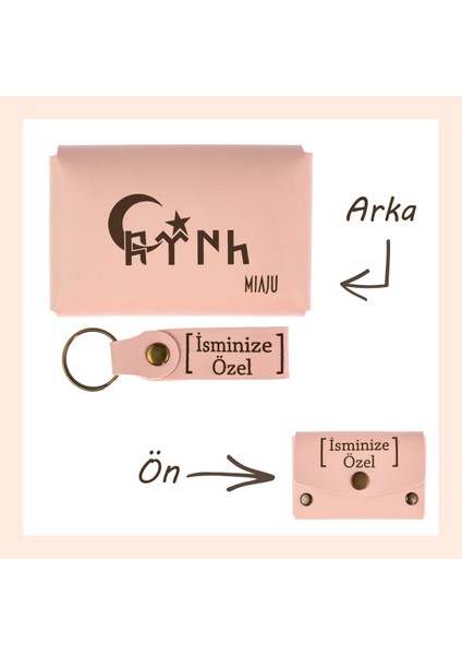 Yavru Ağzı, Türk ve Ayyıldız Desenli, Isme Özel, Cüzdan ve Anahtarlık Set, lik Zarif Hatıralık