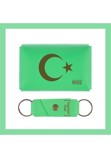 Fıstık Yeşil, Ay Yıldız Yazılı, Isme Özel Cüzdan ve Anahtarlık Set, Tarihinden Onur Duyanlara Özel fiyatları