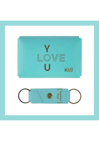 Turkuaz, I Love You, Isme Özel Cüzdan ve Anahtarlık Takımı, fiyatları