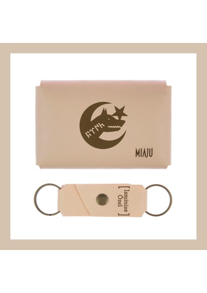 Pudra Renk, Bozkurt ve Hilal, Isme Özel Cüzdan ve Anahtarlık Set, Ona Çok Özel, Unutulmaz fiyatları