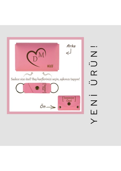 Kül Gri, I Love You, Sevgiliye Özel, Kişiselleştirilebilir Cüzdan ve Anahtarlık Set, Hediyelik Anı